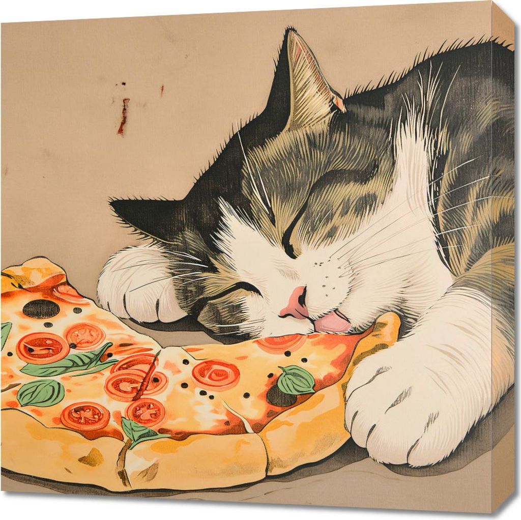 Bild 60x60cm Pizza für die Katze