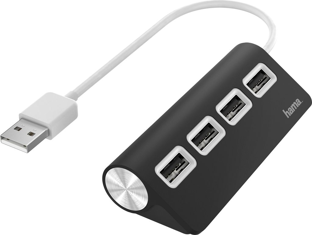 Hub Hama 1:4, USB 2.0, alimentato da bus (nero) Immagine del prodotto 