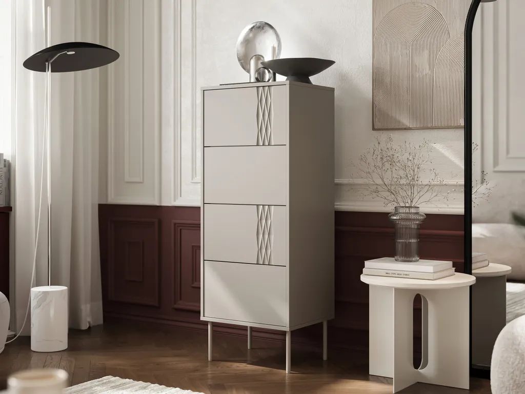 Gagner de la place avec la commode étroite HARTSELE beige 40x100 cm