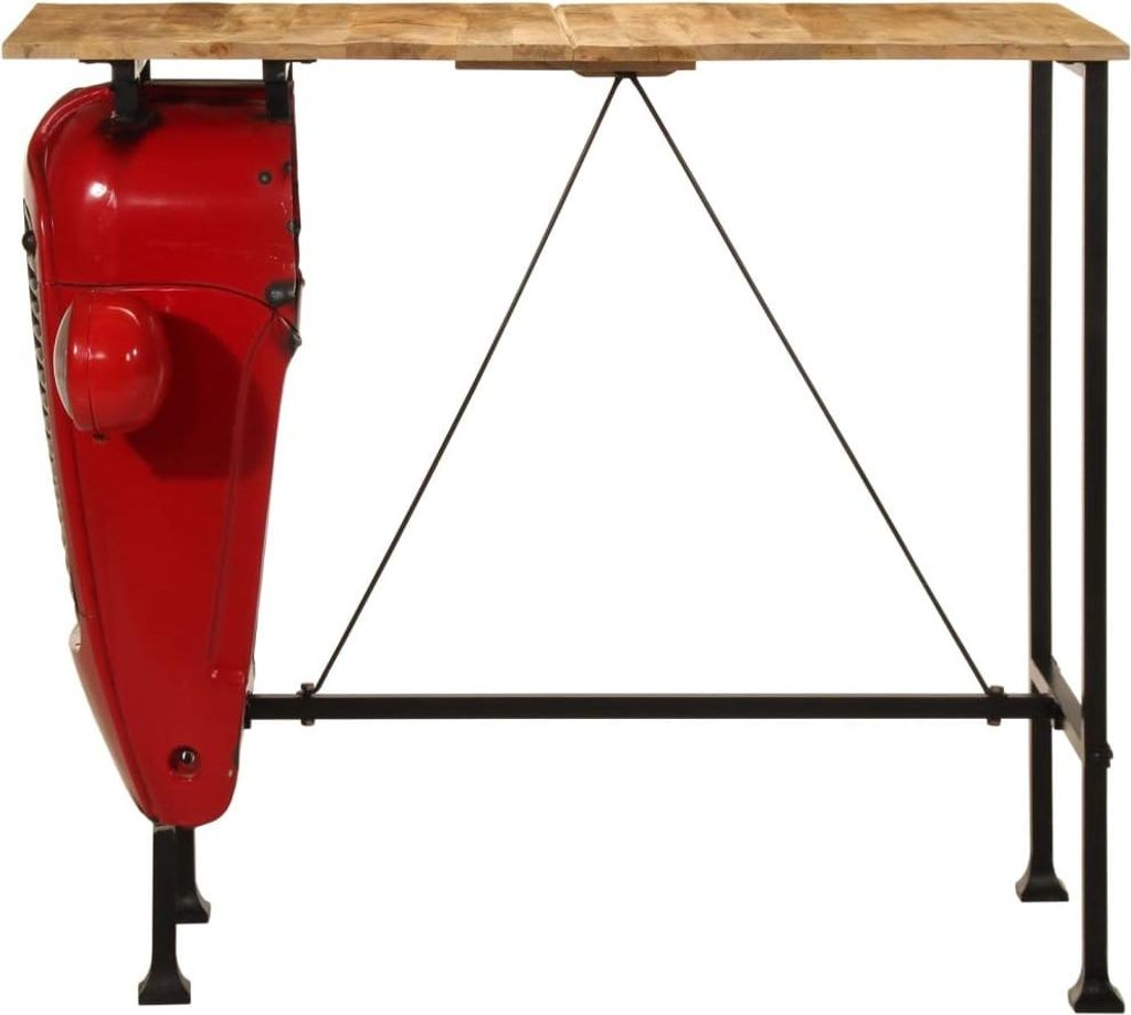 vidaXL Bartisch Traktor Rot und Braun 55x120x107 cm Massivholz Mango