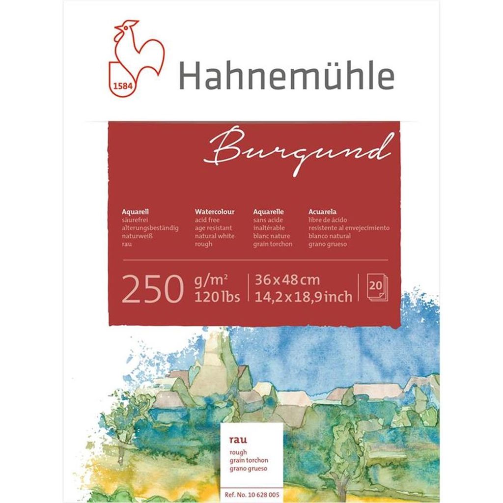 Hahnemühle Burgund Aquarellblock - 250 g/m² - rau - 36 x 48 Produktbild 