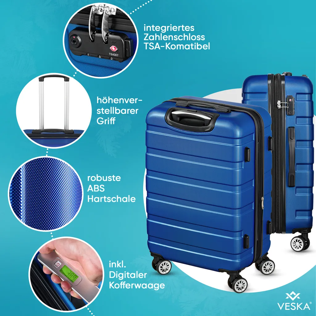 Set valise coque dure ABS avec serrure TSA et 4 roulettes multidirection - 7