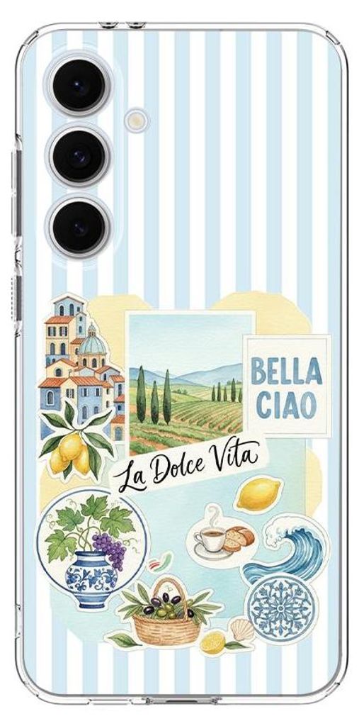 Flexible Hülle für das Samsung Galaxy S24 FE, Kameraschutz, TPU Silikon transparent, Urlaub in Italien, italienische Spezialitäten, La Dolce Vita