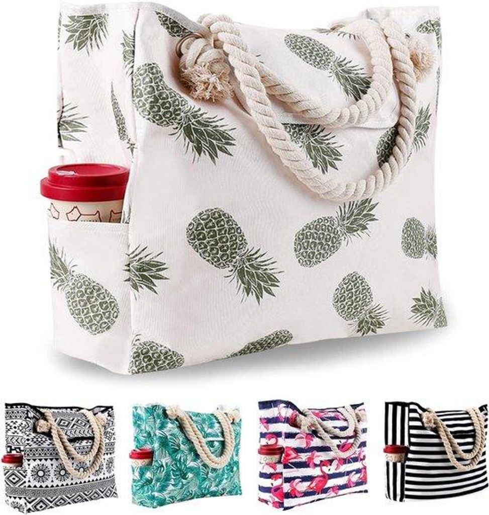 XXL Strandtasche aus Canvas für Damen, ideal für Reisen und Schwimmen