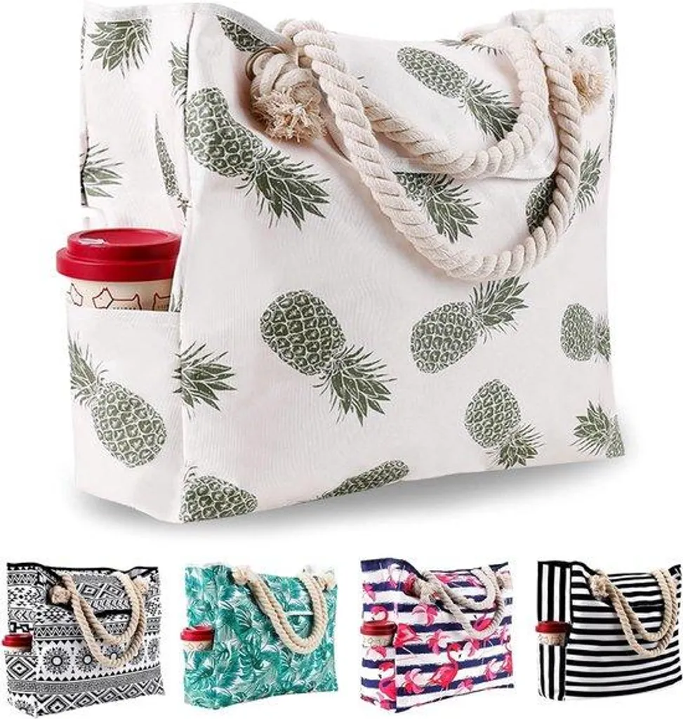 Sac de plage XXL ultra résistant en toile canevas pour femme et voyage