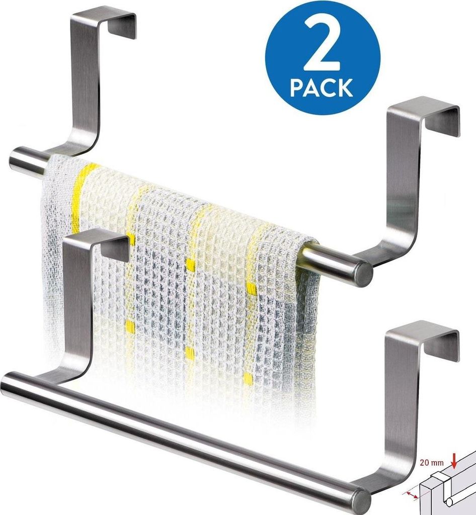 Tatkraft HORIZON Handtuchhalter für Schranktür, 23 cm, Edelstahl, 2er-Set