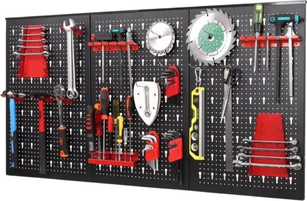 Pegboard 120x60cm en métal - Panneau perforé et armoire à outils murale