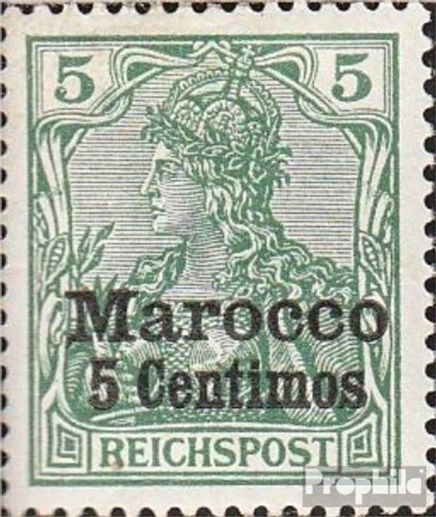 Briefmarken Dt. Post Marokko 1900 Mi 8II, fetter Aufdruck, t von Centimos oben schräg gestempelt Germania-Aufdruck
