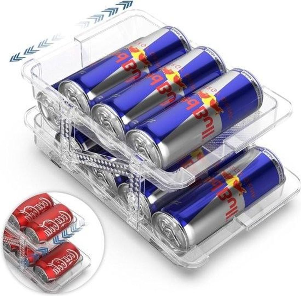 Verstellbarer Dosen-Organizer – Doppelschichtiger Dosenspender – Breiter Dosenhalter für den Kühlschrank – 250 ml/330 ml/1 l Getränkedosen...