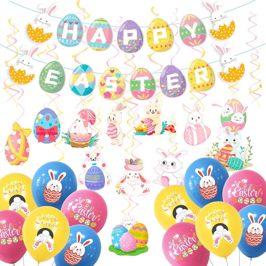 Latex Ballons Papier Girlande Banner 3m Ostern Dekoration Produktbild 
