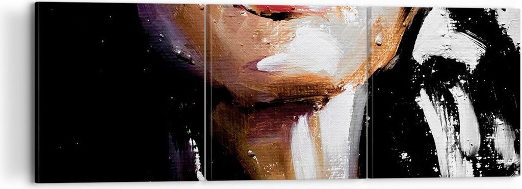 Bild auf Leinwand - Leinwandbild - 3 Teile - Öl Mund Frau - 120x40cm - Wand Bild - Wanddeko - Wandbilder - Leinwanddruck - Bilder - Wanddekoration...