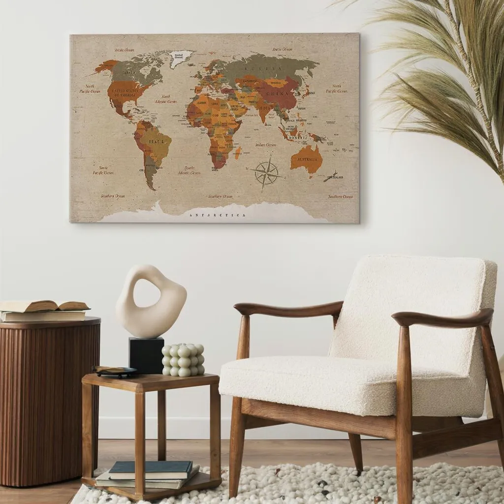 Offerta Quadro Mappa Mondo Beige 90x60 k-C-0048-b-e TNT Alta Resa - 4