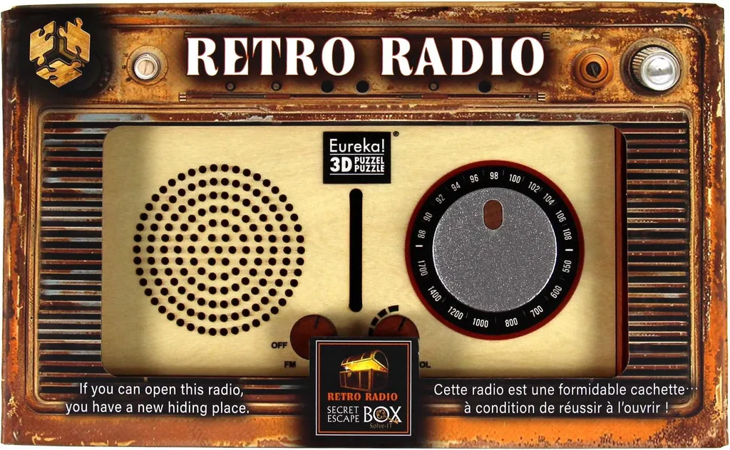 Puzzle Escape Box Retro Radio Secret Level 2/4 boîte à énigme bois