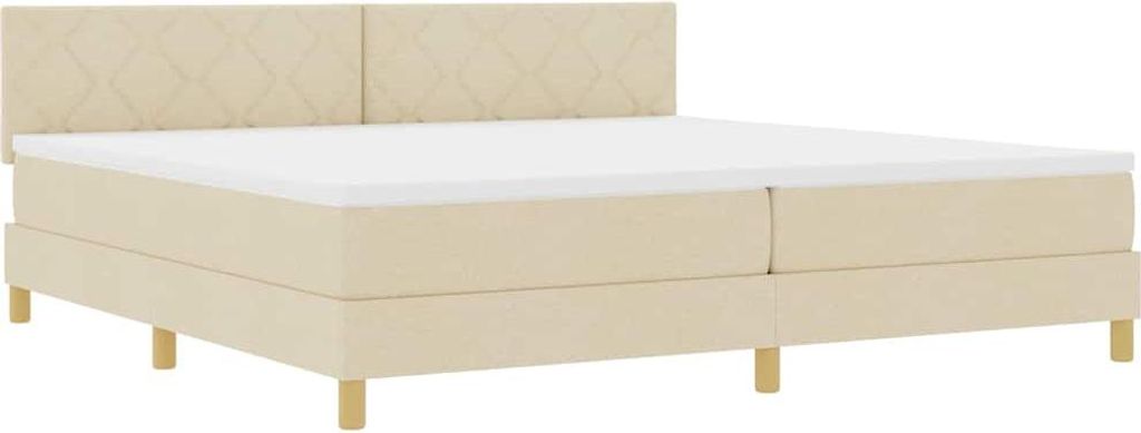 Best Möbel Boxspringbett mit Matratze - modernes Design - Creme 200x200 cm Stoff - Doppelbett A3342546