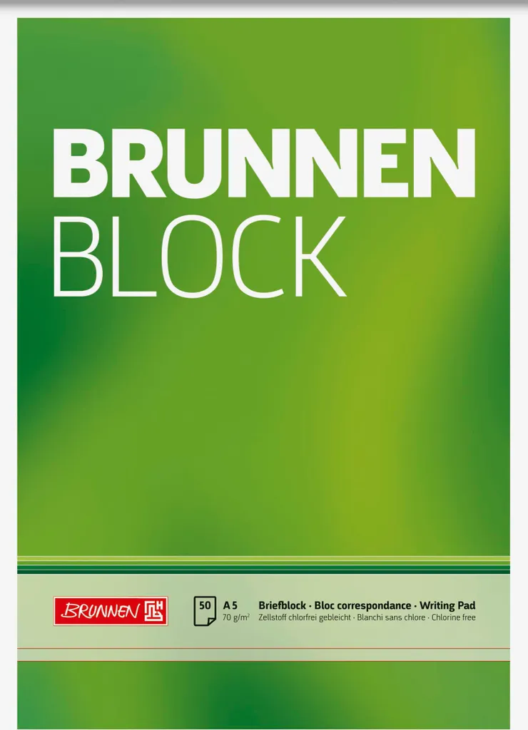Bloc-notes blanc A5 sans lignes BRUNNEN 1052426 pour bureau et école
