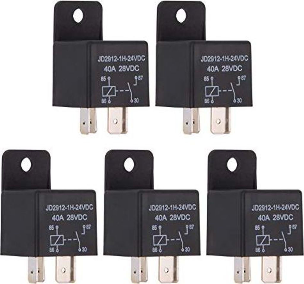 Ehdis 5 Stück Car Relais 24v 40A 4 Pin Auto Relais Spst Modell Nr: JD2912-1H-24VDC 40A 28VDC, Auto Schalter Vorspeisen