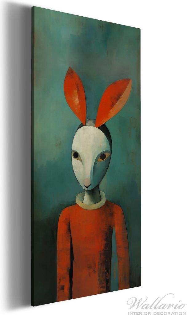 Wallario Premium Leinwandbild Das Hasenporträt in Größe 50 x 125 cm