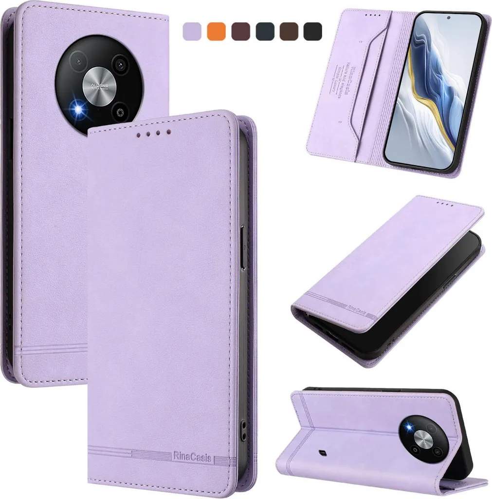 MOJIA Custodia Portafoglio per ZTE Blade A73 5G, Pelle PU Flip Cover per Telefono con Guscio Interno in TPU, Multifunzione Porta Carte con Cinturino Polso. Rosso