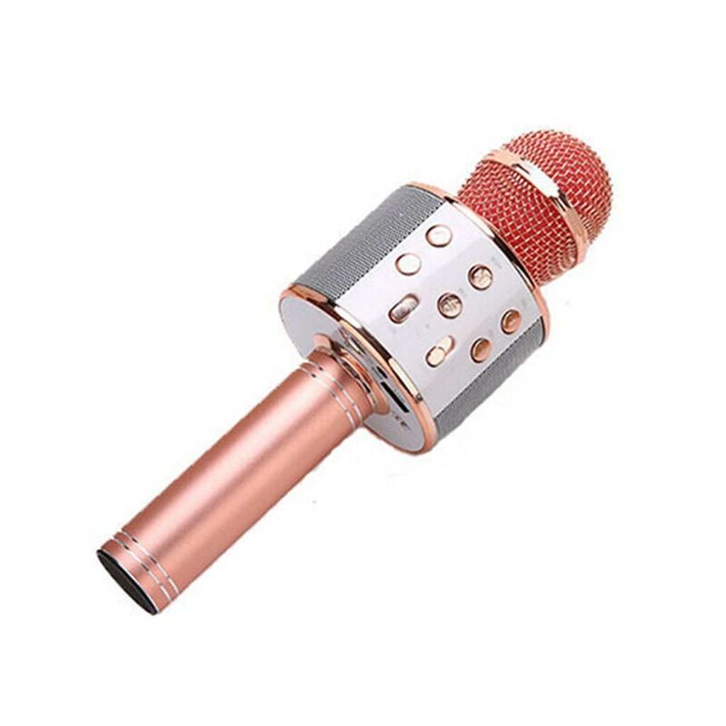 Bluetooth Karaoke Mikrofon Drahtloser Lautsprecher Handmikrofon Roségold 