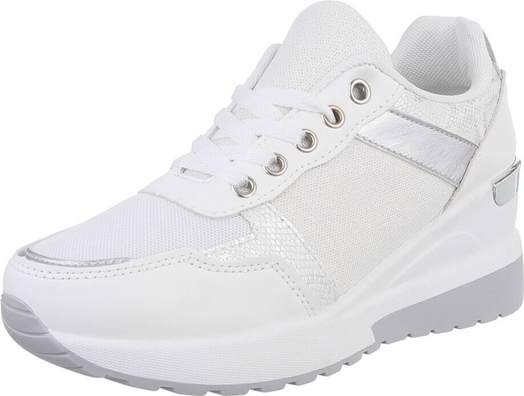 Ital-Design Damen Freizeitschuhe Textiloptik, Lederoptik Sneakers Low 88843437 Weiß Gr. 41