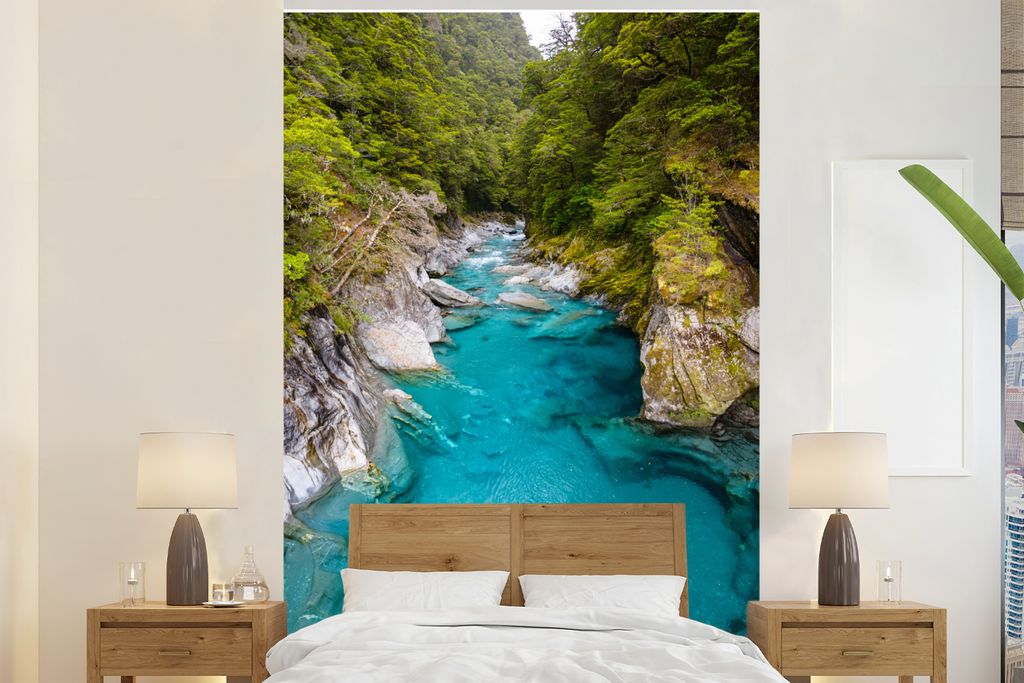 MuchoWow Fototapete für Wohnzimmer oder Schlafzimmer Wandtapete Vinyl Motivtapete Wasser am Franz Josef- und Fox-Gletscher in Neuseeland - 180x2...