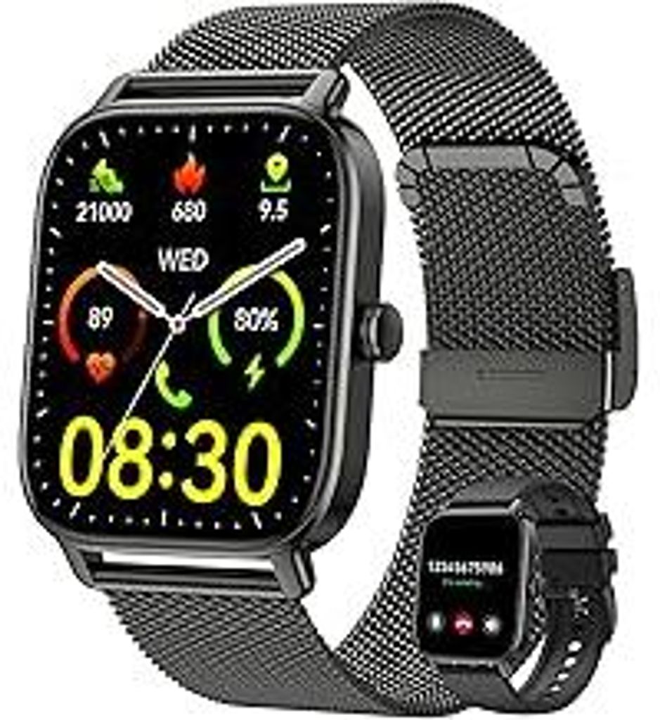 Smartwatch Herren Damen Fitnessuhr mit Telefonfunktion: Bluetooth Anruf uhr Smart Watch Wasserdicht Armbanduhr Fitness tracker mit Herzfrequenz Sch...