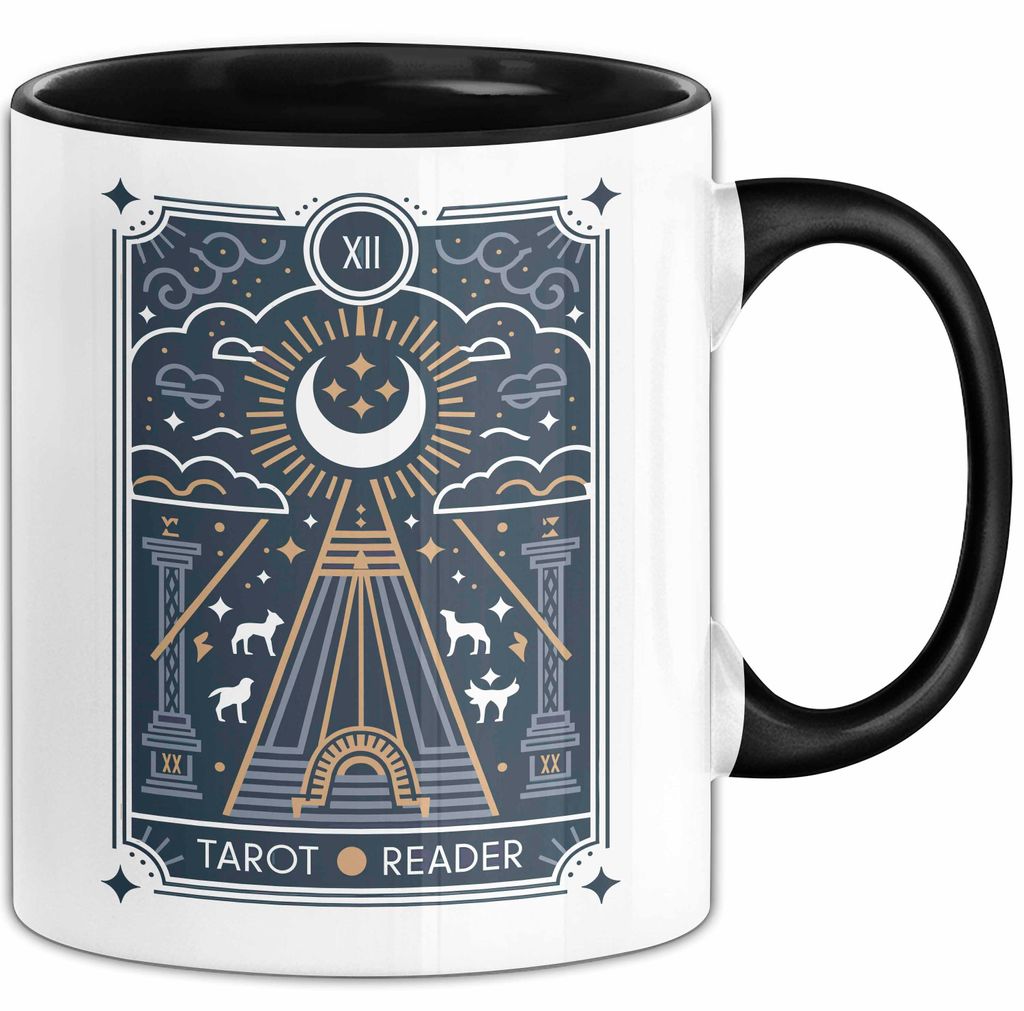 Tarotkartenleser Tasse Geschenkidee für mystische Sucher (Schwarz)