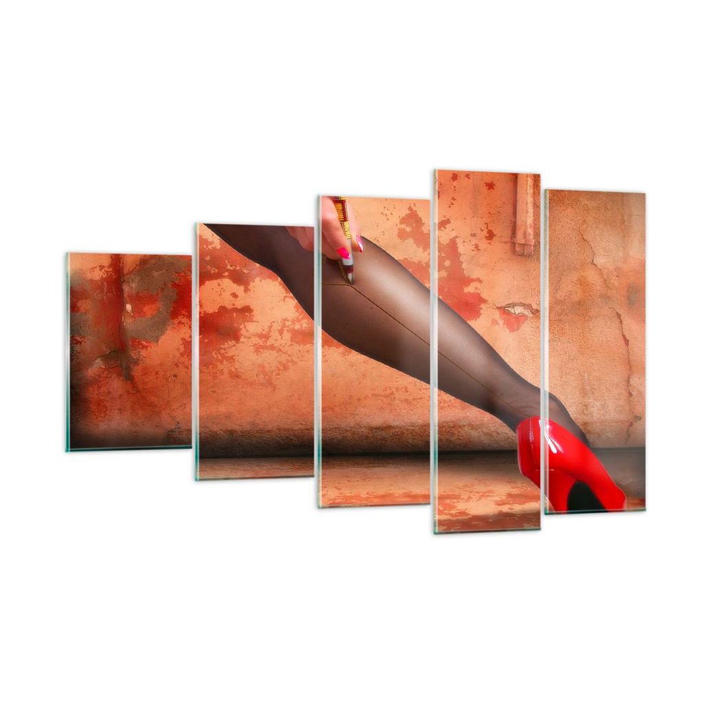 Bilder auf glas - Bein Strumpf Mode Ferse - 100x60cm - Glasbilder - Wandbilder - Kunstdruck - zum Aufhängen bereit - Wanddekoration aus Glas - Gla...