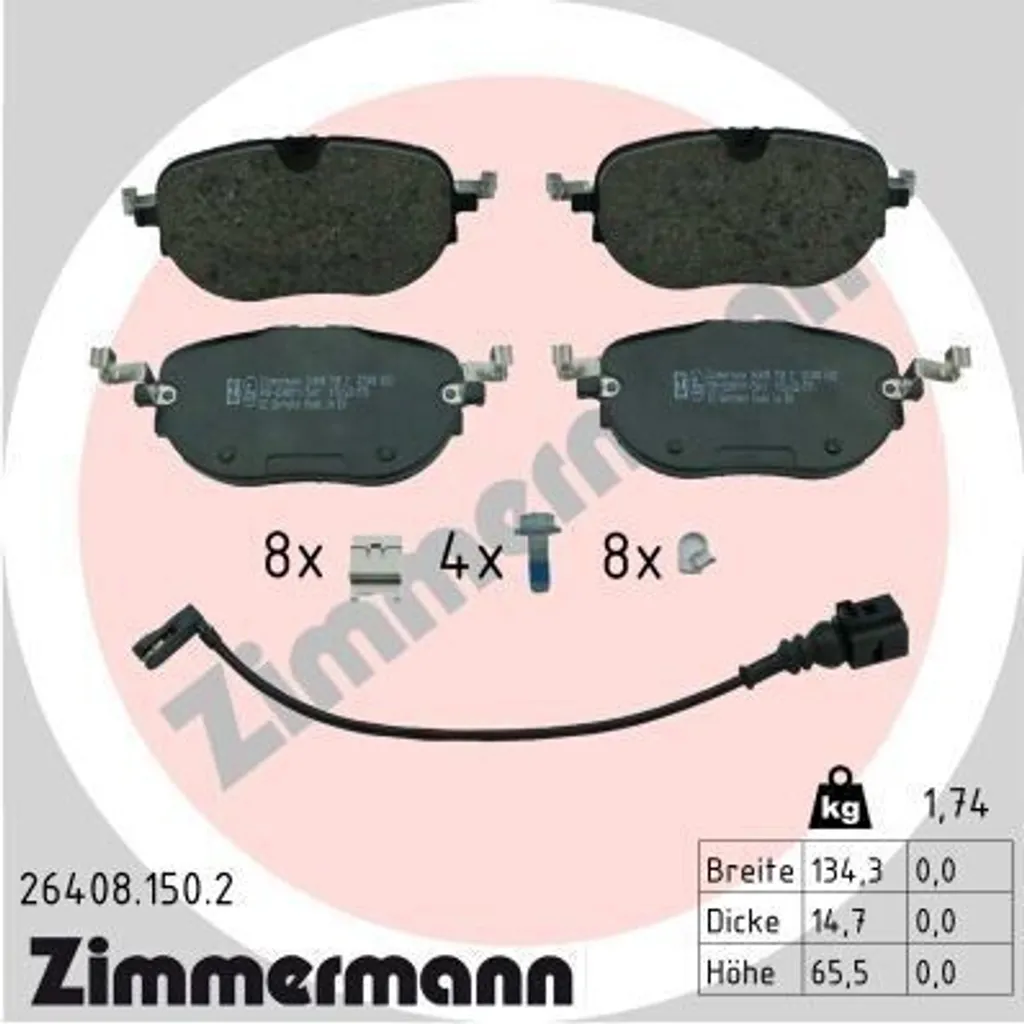 Plaquettes de frein avant Zimmermann pour entretien Cupra Born et ID.3