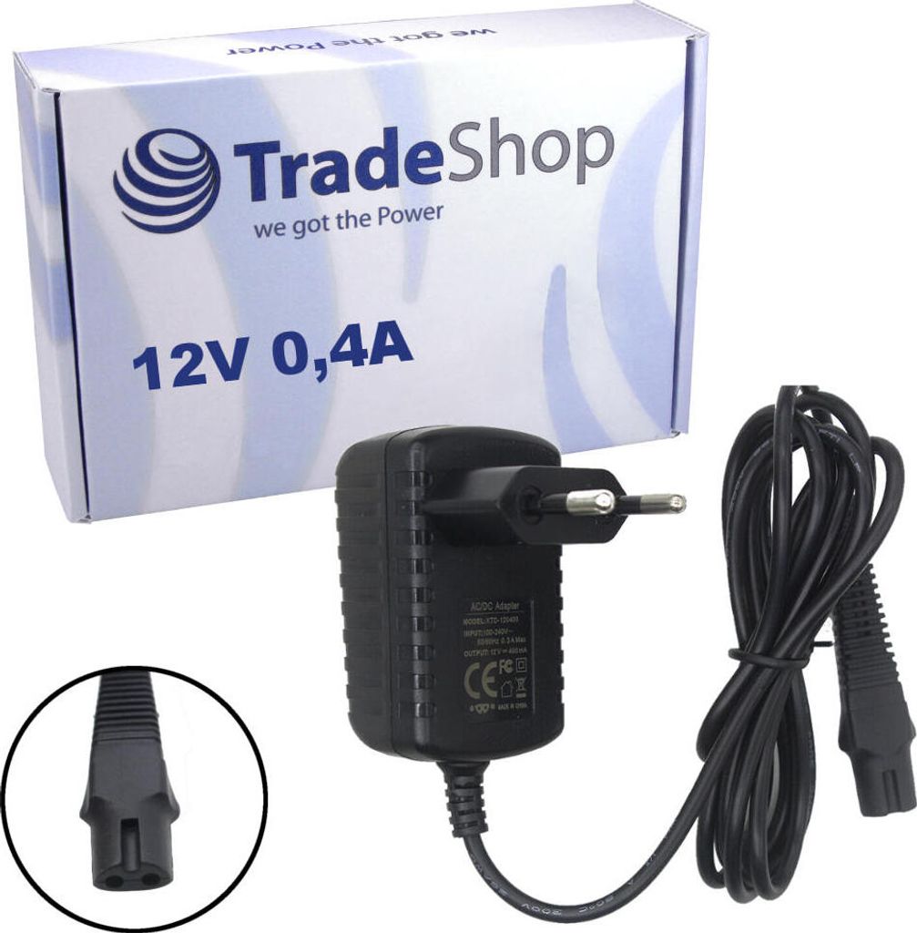 Trade-Shop Premium Ladegerät 12V 0,4A für Braun 80284405 Braun Oral-B Genius White 8000S, 80284410 Braun Oral-B Genius White 9000S, 80286825 Brau...