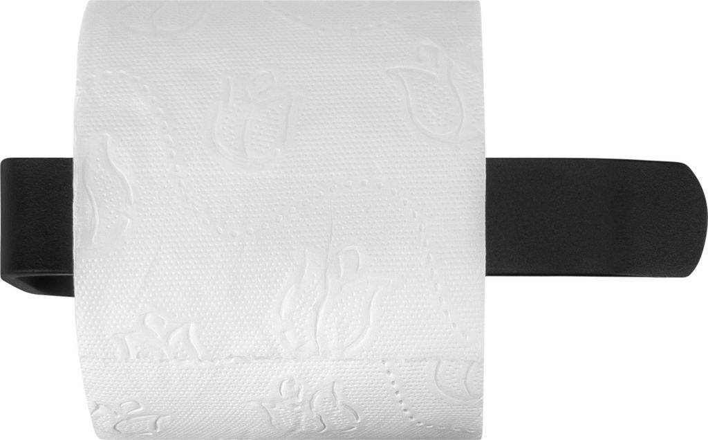 QUVIO Toilettenpapierhalter - Toilettenzubehör - Schwarzer Toilettenpapierhalter - Metall - 8 x 18 x 3 cm