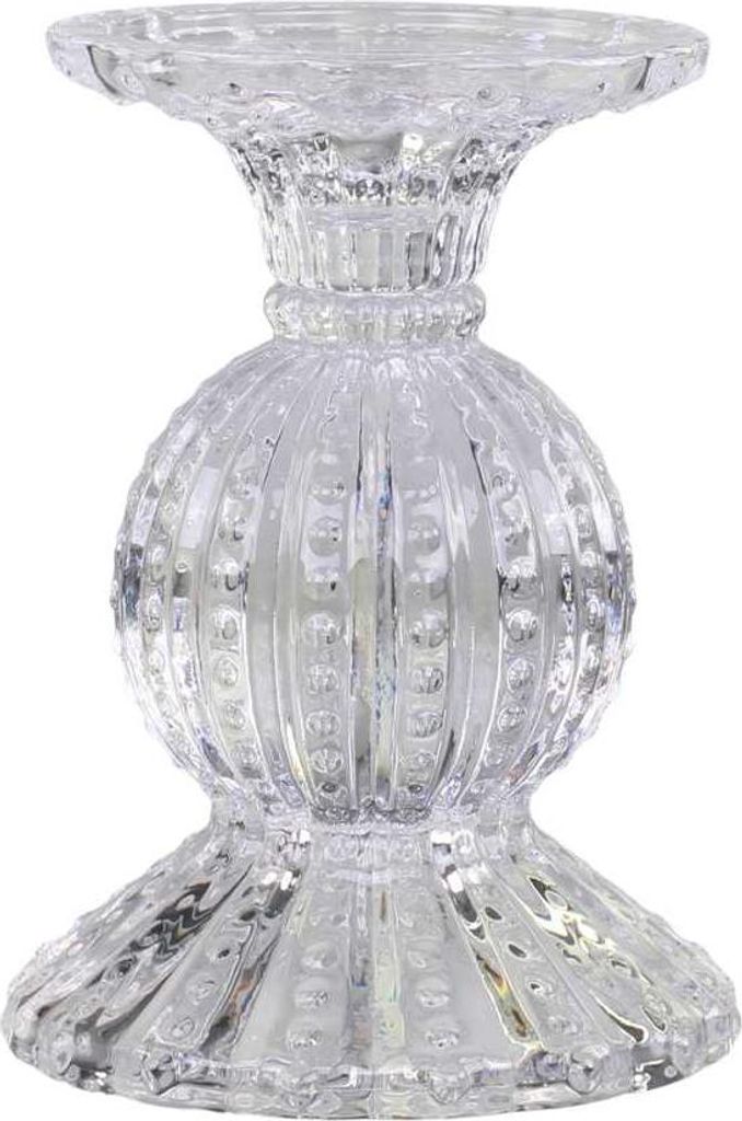 Chic Antique Kerzenhalter mit Perlkante Glas Klar 14x10 cm