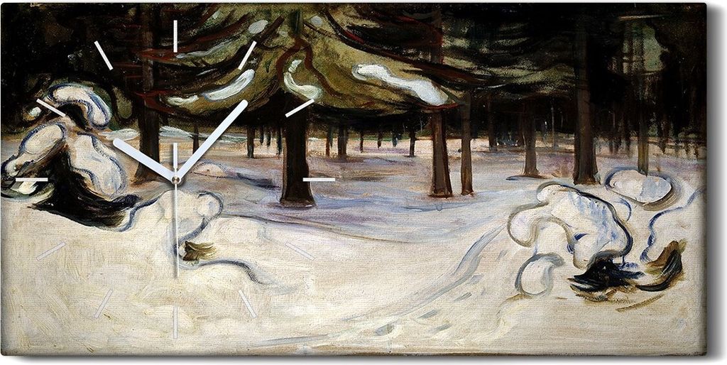 Dekor Leinwand Uhr Wandbilder 60x30 Winter in den Wäldern von Nordstrand - weiße Hände
