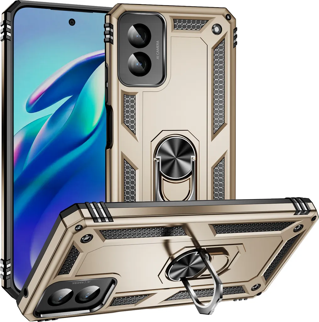 Must-Have: Cover Moto G Power 2024 Oro con Anello e Kickstand