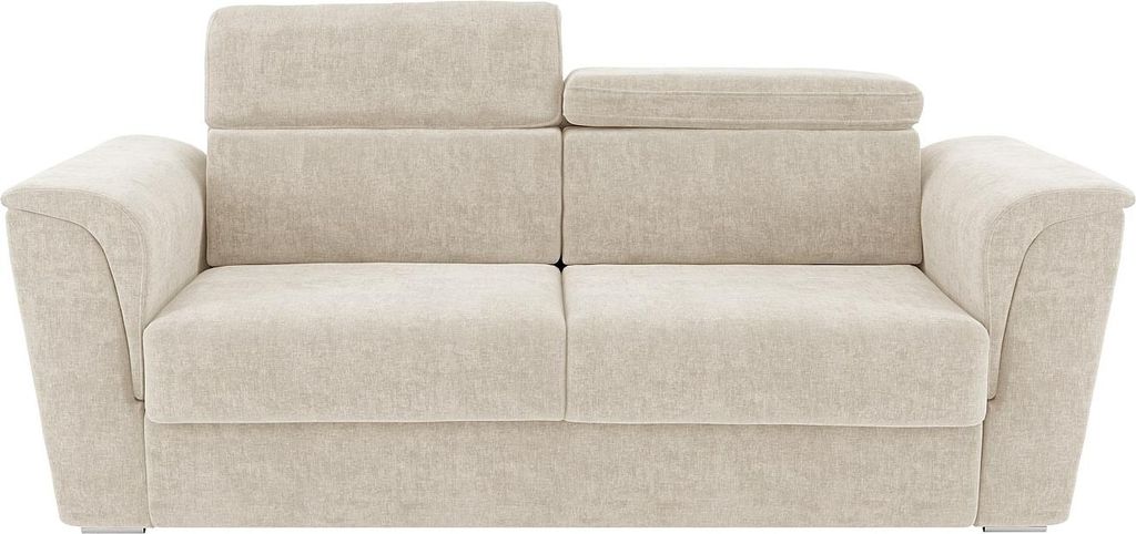 4-Sitzer-Schlafsofa mit Express-Klappmechanismus aus beigem Strukturstoff – Liegefläche auf breiten Lattenrosten (160 cm) – Matratze 14 cm –...