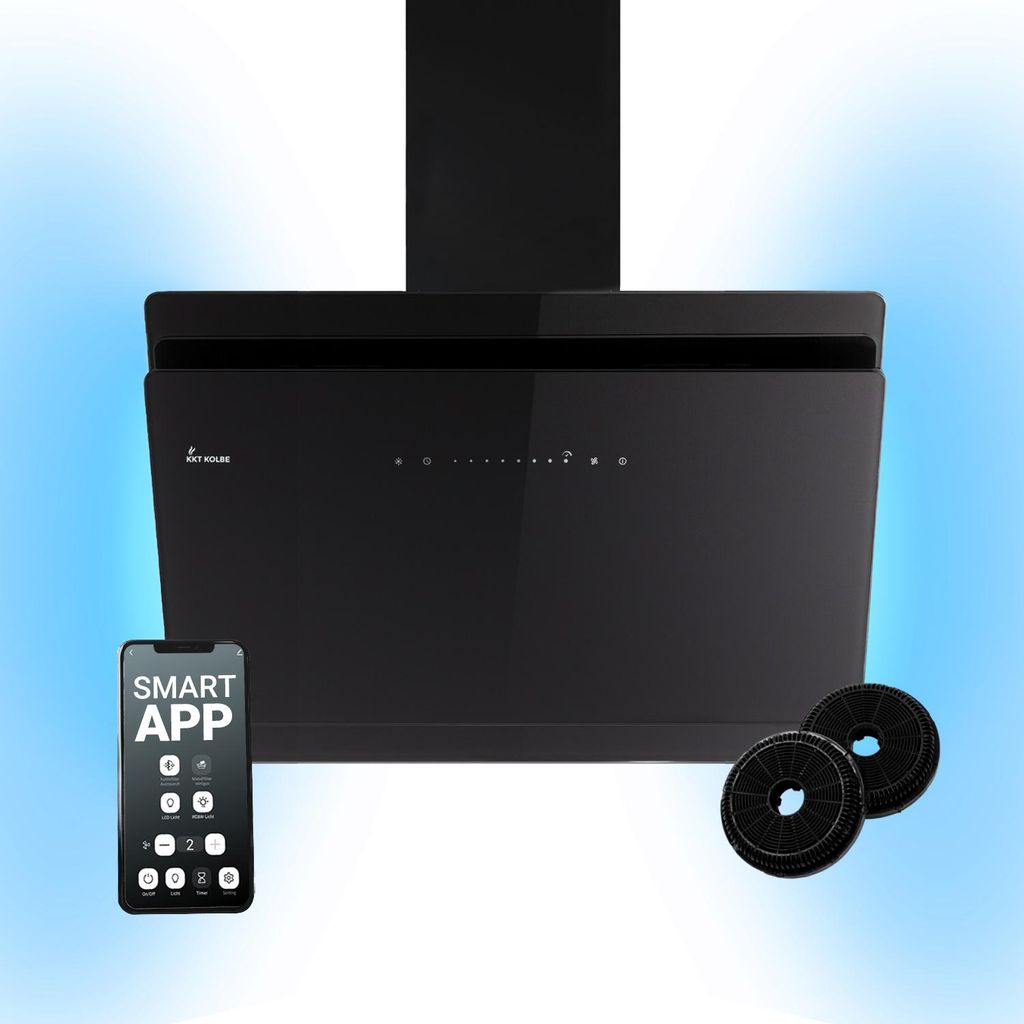 KKT KOLBE A+++ Dunstabzugshaube 80 cm 782 cbm/h Umluft Abluft Kopffrei Wandhaube | Glas Schwarz | Nachlaufautomatik | Smart WiFi App WLAN | SensorT...