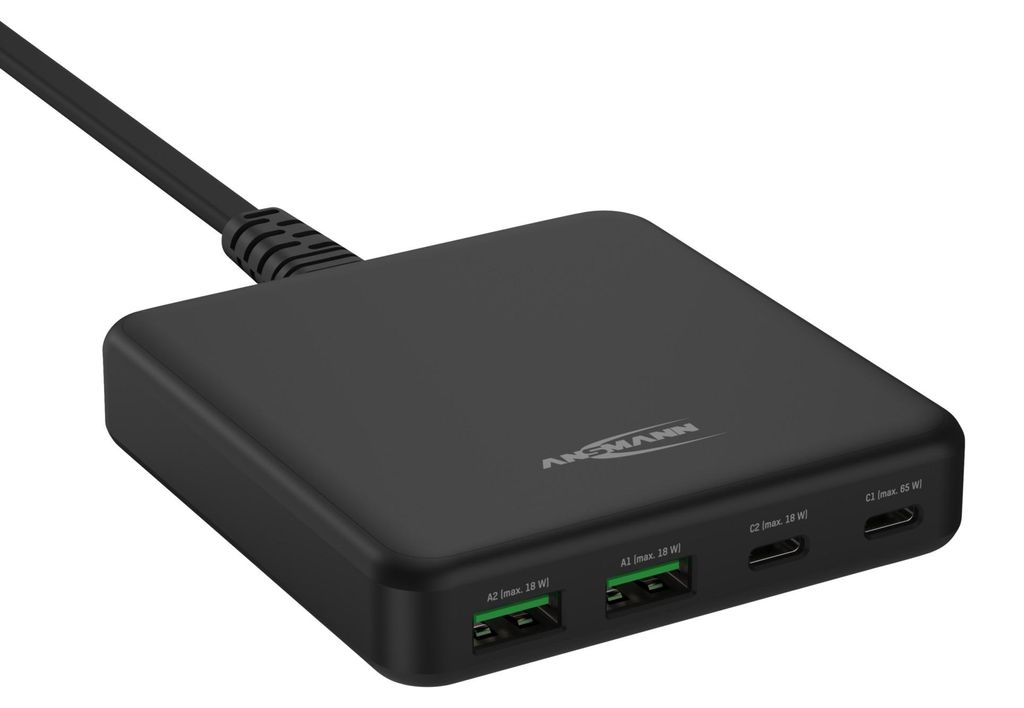 ANSMANN USB Ladegerät 65W 4 Ports Charger, USB-C/USB-A Produktbild 