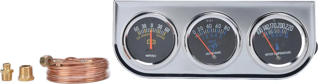 Jauge Triple pour Voiture et Camion 12V : Huile, Eau et Charge 52 mm