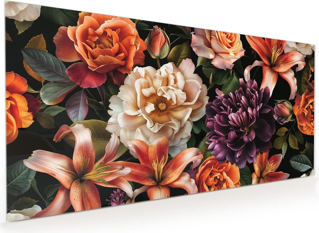 Küchenrückwand Spritzschutz Glas mit Motiv Blumenpracht 40 x 40 cm