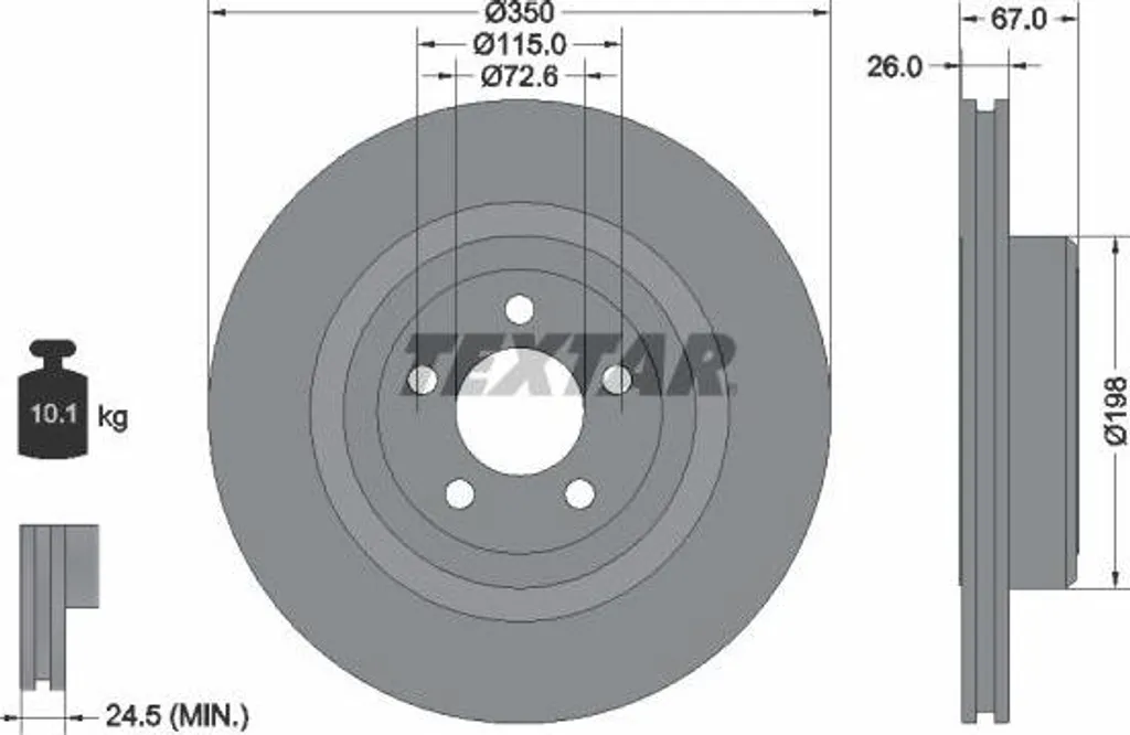 Disque de Frein TEXTAR 92235503 pour Chrysler 300 C - Réf OE 00K04779438AA