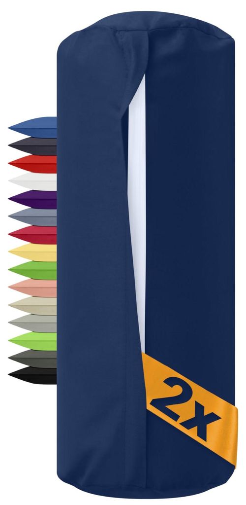 2er-Set Nackenrollenbezüge 40 x 15 cm, 100 % Baumwolle, 1600.2330, 40 x 15 cm, marineblau