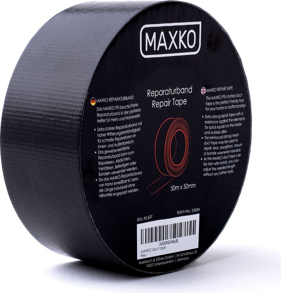 MAXKO Panzertape Schwarz Gewebeband - 50m x 50mm - Gaffa Produktbild 