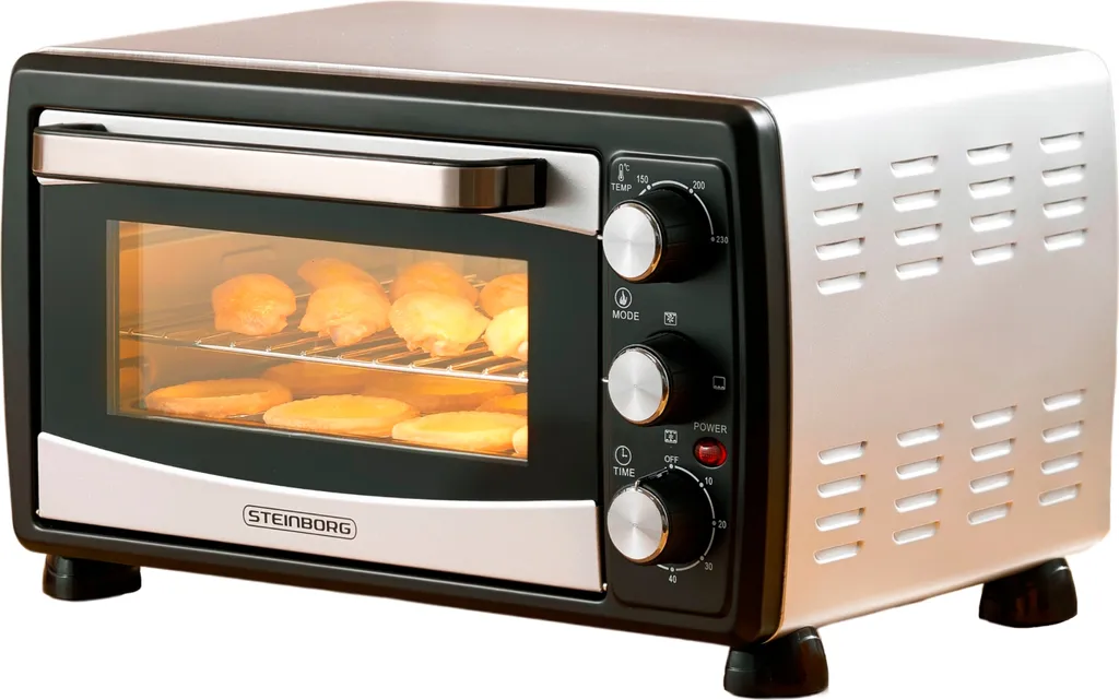 Mini-four 20L chaleur tournante Steinborg : cuisson pizza et gril 3-en-1