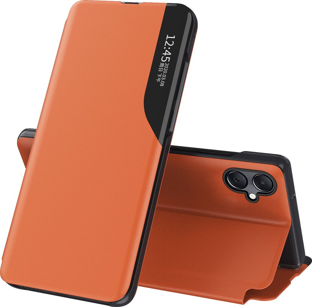 Hülle für Samsung Galaxy A05 Smart View Fenster Flip Stand Cover Kunstleder Schutzhülle Orange