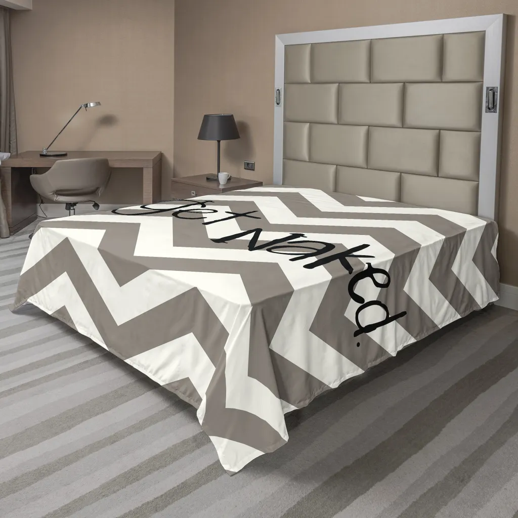 Drap plat ABAKUHAUS Citation à motif zigzag noir taupe 275 x 260 cm