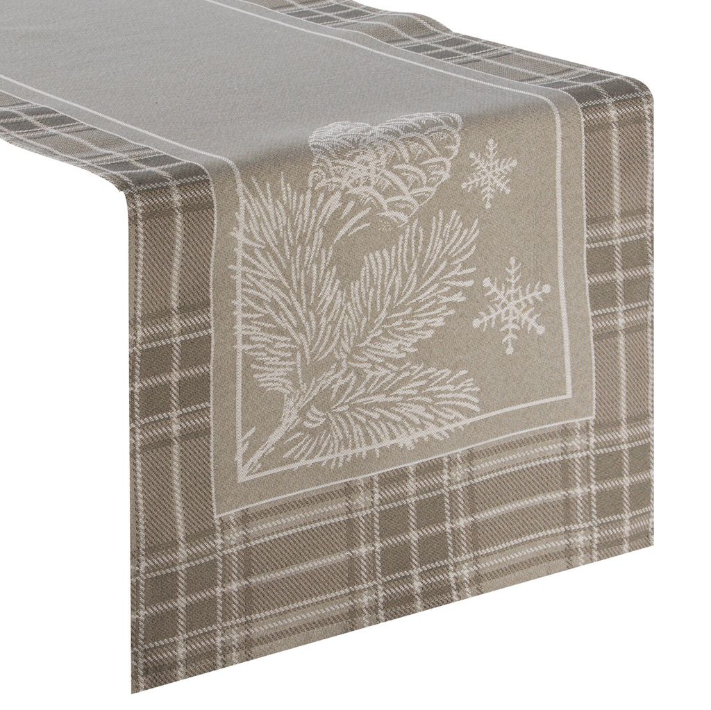 Eurofirany Tischläufer Weihnachten beige 140 cm x 45 cm Dekoration
