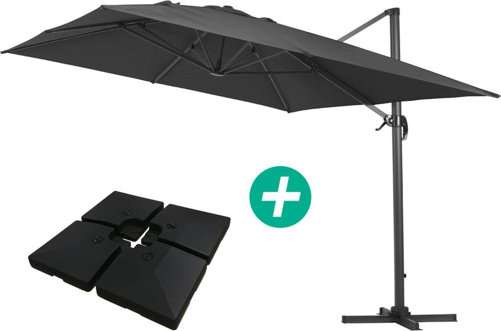Hliníkový slunečník „Sun 4“ – obdélníkový – 3 x 4 m – černý Obrázek produktu 