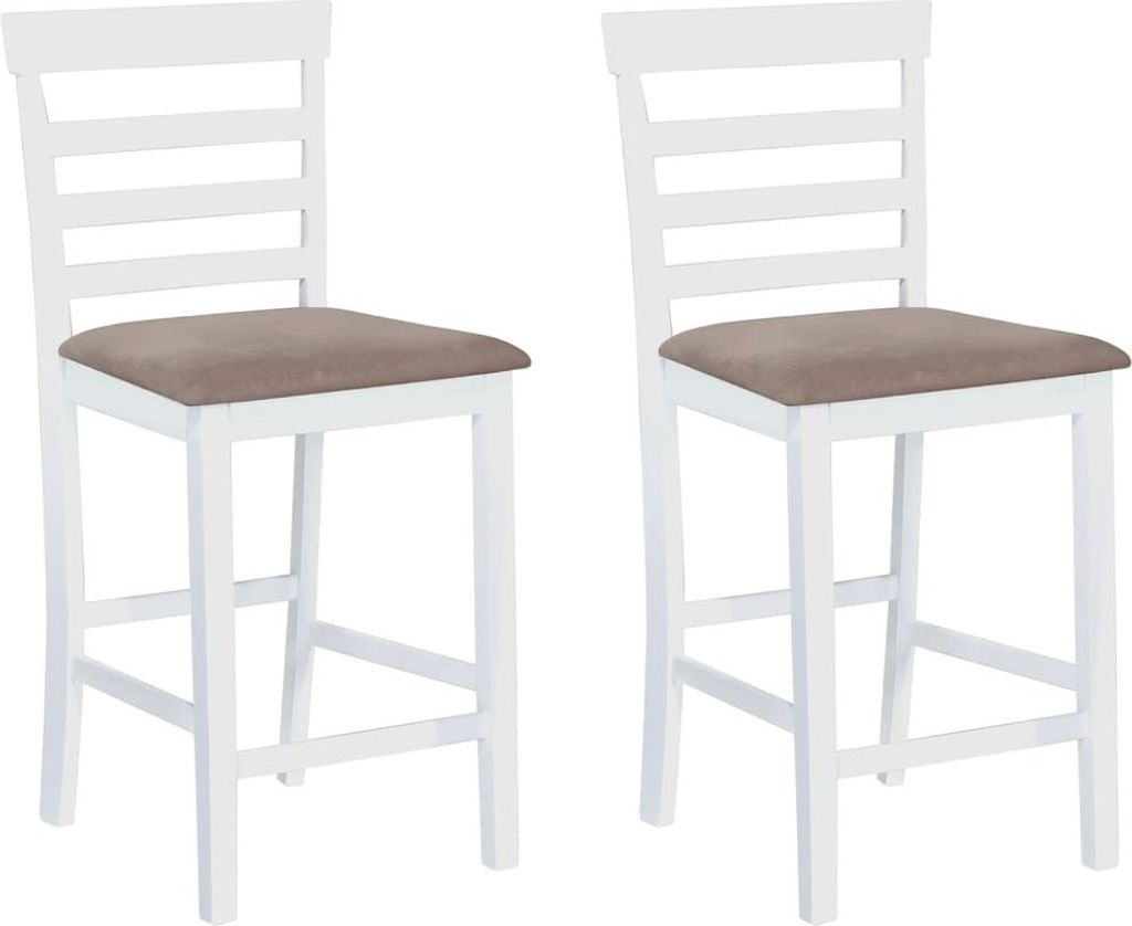 Barhocker 2 Stk. Weiß Stoff