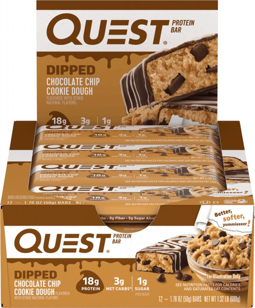 QUEST Nutrition | Quest - Dipped Chocolate Bar | Different Flavors Chocolate Chip Cookies