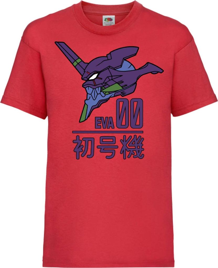 Kinder T-Shirt Neon Anime Genesis Manga Evangelion Eva Unit 00 Eva Genesis, 9-11 Jahr - 140 / Rot